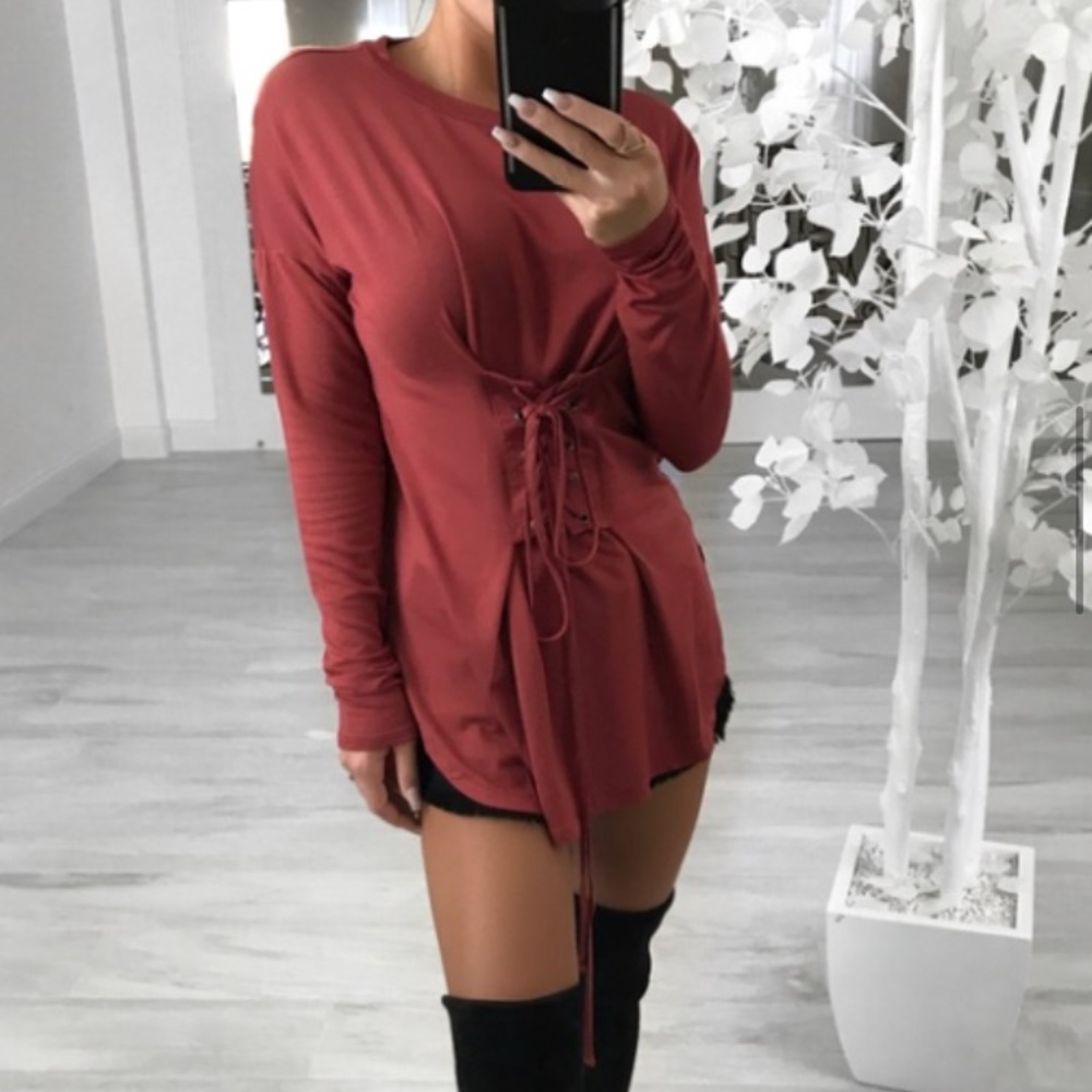 River Rust Waist Lace Up Long Sleeve